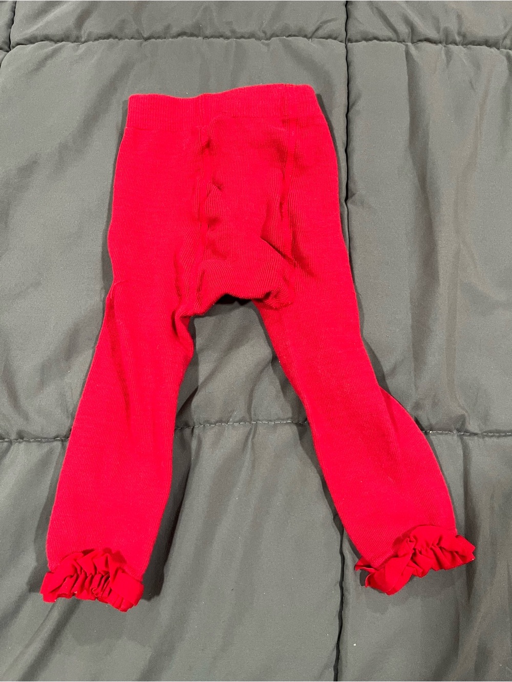 Footless Ruffle Tights - Red - Picture 5 of 5